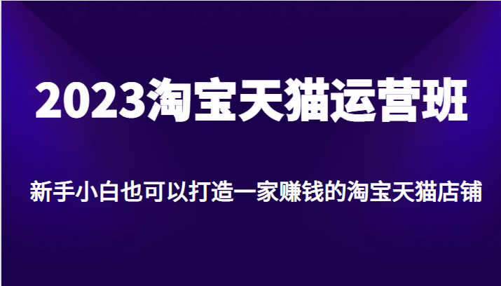 2023淘宝天猫运营班，新手小白也可以打造一家赚钱的淘宝天猫店铺_免费分享网络创业,副业,信息差项目的老牌资源整合平台！金铲子项目