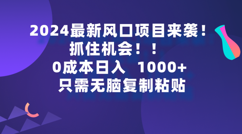 (9899期)2024最新风口项目来袭,抓住机会,一部手机,只需无脑复…_免费分享网络创业,副业,信息差项目的老牌资源整合平台!金铲子项目