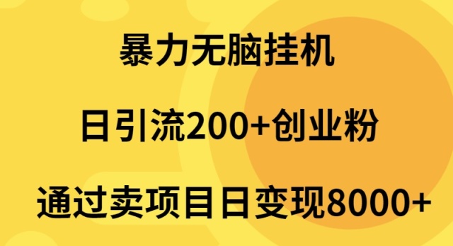 （9788期）暴力无脑挂机日引流创业粉通过卖项目日_免费分享网络创业,副业,信息差项目的老牌资源整合平台！金铲子项目