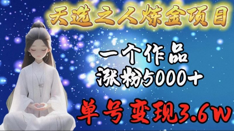 （9693期）天选之人炼金项目，一个作品涨粉5000，单号3._免费分享网络创业,副业,信息差项目的老牌资源整合平台！金铲子项目