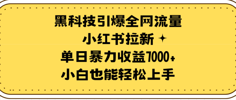 (9679期)黑科技引爆全网流量小红书拉新,单日暴力0,小白也能上手_免费分享网络创业,副业,信息差项目的老牌资源整合平台!金铲子项目