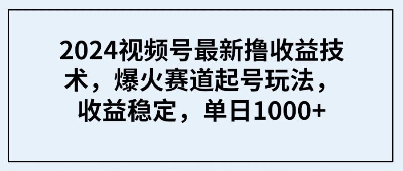 （9651期）2024视频号最新撸技术，爆火赛道起号玩法，稳定，_免费分享网络创业,副业,信息差项目的老牌资源整合平台！金铲子项目