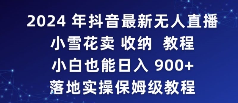 2024年抖音最新无人直播小雪花卖收纳教程，小白也能落地实操保姆级教程_免费分享网络创业,副业,信息差项目的老牌资源整合平台！金铲子项目
