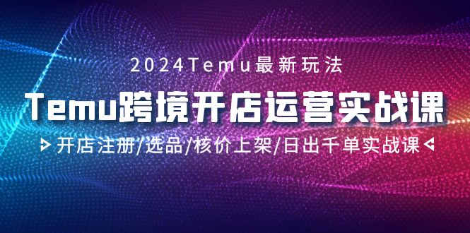（9208期）2024Temu跨境开店运营实战课，开店注册/选品/核价上架出千单实战课_免费分享网络创业,副业,信息差项目的老牌资源整合平台！金铲子项目