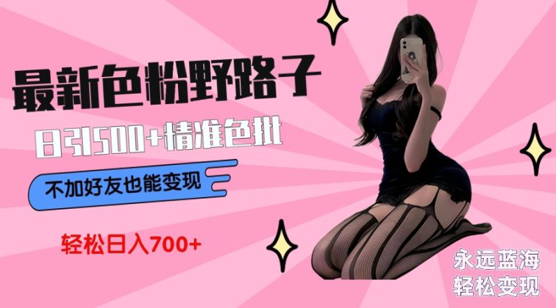 (9119期)最新色粉野路子,日引老色批可不加好友直接小白_免费分享网络创业,副业,信息差项目的老牌资源整合平台!金铲子项目