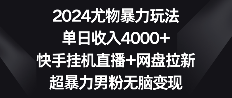 (9074期)2024尤物暴力玩法单日4000快手挂机直播网盘拉新超暴力男粉无脑_免费分享网络创业,副业,信息差项目的老牌资源整合平台!金铲子项目