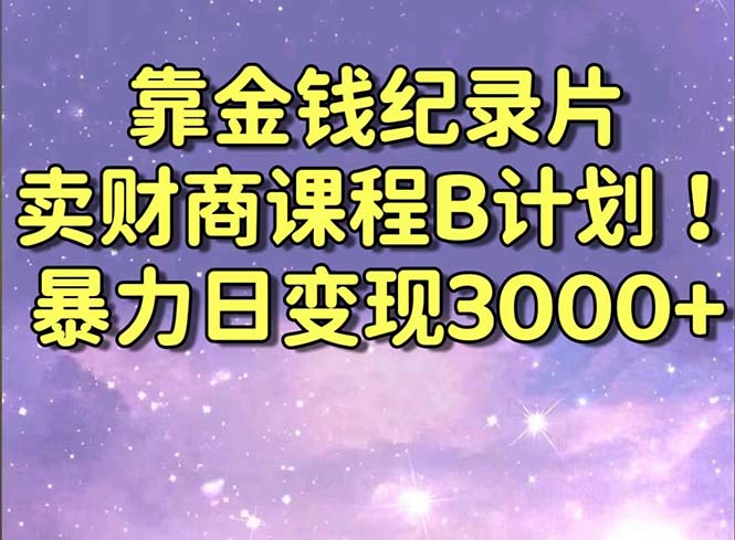 (8944期)靠金钱纪录片卖财商课程B计划暴力日,喂饭式干货教程_免费分享网络创业,副业,信息差项目的老牌资源整合平台!金铲子项目