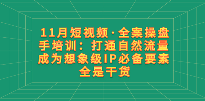 (8182期)11月短视频·全案操盘手培训:打通自然流量成为想象级IP必备要素全是干货_免费分享网络创业,副业,信息差项目的老牌资源整合平台!金铲子项目