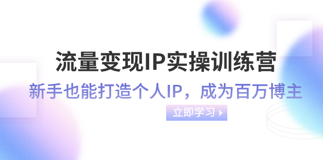 （8134期）流量-IP实操训练营：新手也能打造个人IP，成为百万博主（46节课）_免费分享网络创业,副业,信息差项目的老牌资源整合平台！金铲子项目