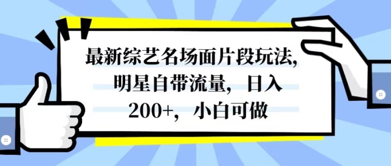 （8114期）最新综艺名场面片段玩法，明星自带流量小白可做_免费分享网络创业,副业,信息差项目的老牌资源整合平台！金铲子项目