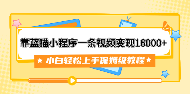 (7595期)靠蓝猫小程序一条视频16000小白上手保姆级教程(附166G资料素材)_免费分享网络创业,副业,信息差项目的老牌资源整合平台!金铲子项目