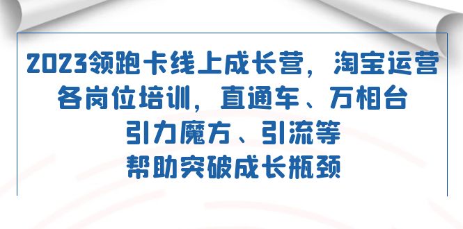 (7462期)2023领跑·卡线上成长营淘宝运营各岗位培训直通车万相台引力魔方引流_免费分享网络创业,副业,信息差项目的老牌资源整合平台!金铲子项目