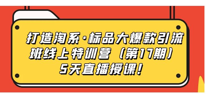 (7226期)打造淘系·标品大爆款引流班线上特训营(第17期)5天直播授课_免费分享网络创业,副业,信息差项目的老牌资源整合平台!金铲子项目