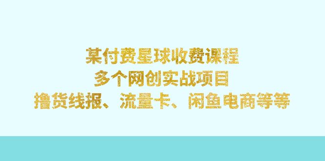 （7199期）某付费星球课程：多个网创实战项目，撸货线报、流量卡、闲鱼电商等等_免费分享网络创业,副业,信息差项目的老牌资源整合平台！金铲子项目