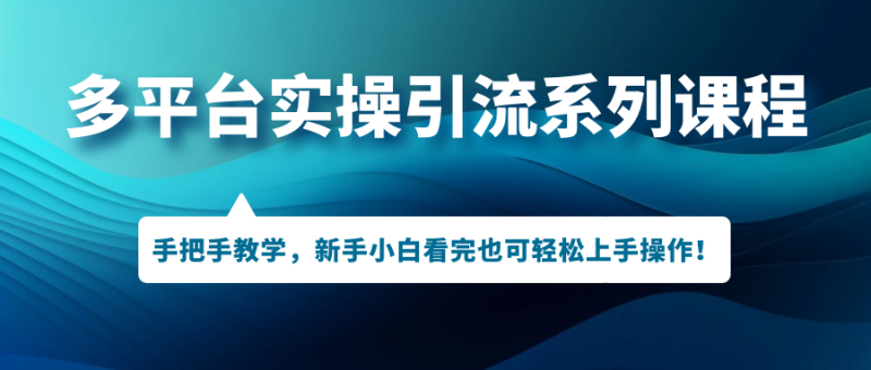 （7170期）多平台实操引流系列课程，手把手教学，新手小白看完也可上手引流操作_免费分享网络创业,副业,信息差项目的老牌资源整合平台！金铲子项目