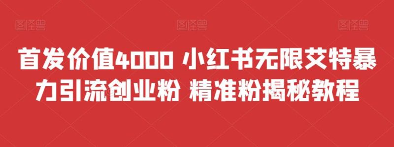 （6982期）首发价值4000小红书无限艾特暴力引流创业粉精准粉揭秘教程_免费分享网络创业,副业,信息差项目的老牌资源整合平台！金铲子项目