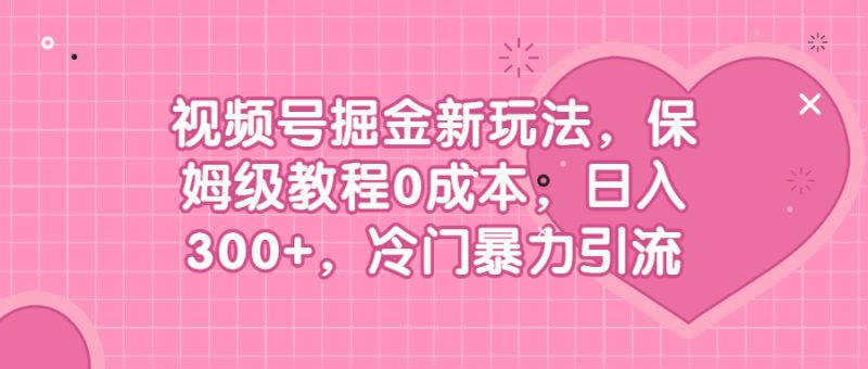 (6802期)视频号掘金新玩法,保姆级教程冷门暴力引流_免费分享网络创业,副业,信息差项目的老牌资源整合平台!金铲子项目