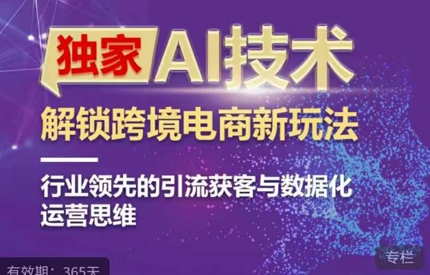 独家AI技术&ChatGPT解锁跨境电商新玩法,行业领先的引流获客与数据化运营思维_免费分享网络创业,副业,信息差项目的老牌资源整合平台!金铲子项目