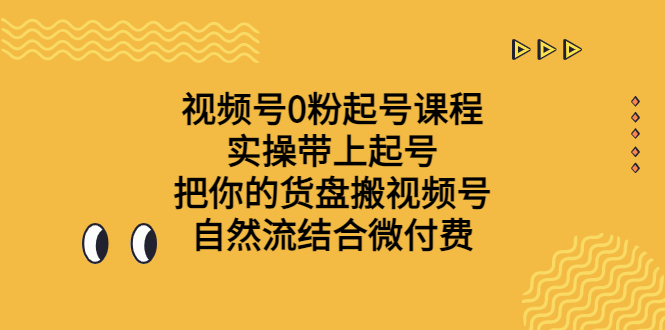 （6749期）视频号0粉起号课程实操带上起号把你的货盘搬视频号自然流结合微付费_免费分享网络创业,副业,信息差项目的老牌资源整合平台！金铲子项目