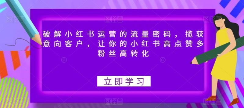 破解小红书运营的流量密码,揽获意向客户,让你的小红书高点赞多粉丝高转化_免费分享网络创业,副业,信息差项目的老牌资源整合平台!金铲子项目