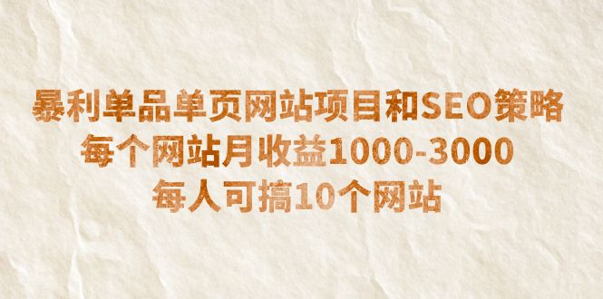 (6503期)暴利单品单页网站项目和SEO策略每个网站-3000每人可搞10个_免费分享网络创业,副业,信息差项目的老牌资源整合平台!金铲子项目