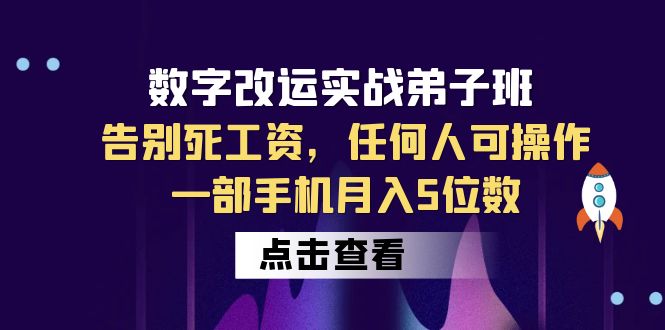 (6350期)数字改运实战弟子班:告别死工资,任何人可操作,一部手机5位数_免费分享网络创业,副业,信息差项目的老牌资源整合平台!金铲子项目