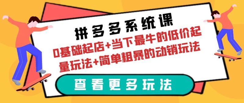 (6217期)拼多多系统课:0基础起店当下最牛的低价起量玩法简单粗暴的动销玩法_免费分享网络创业,副业,信息差项目的老牌资源整合平台!金铲子项目