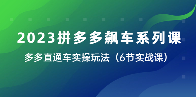 (6030期)2023拼多多飙车系列课,多多直通车实操玩法(6节实战课)_免费分享网络创业,副业,信息差项目的老牌资源整合平台!金铲子项目