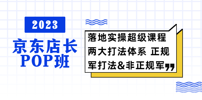 (5699期)2023京东店长·POP班落地实操超级课程两大打法体系正规军&非正规军_免费分享网络创业,副业,信息差项目的老牌资源整合平台!金铲子项目