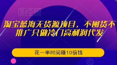淘宝蓝海无货源项目，不囤货不推广只做冷门高利润代发，花一半时间赚10倍钱_免费分享网络创业,副业,信息差项目的老牌资源整合平台！金铲子项目