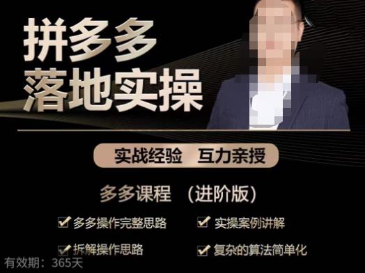 拼多多实战篇·落地实操:多多操作完整思路实操案例讲解拆解操作思路复杂的算法简单化_免费分享网络创业,副业,信息差项目的老牌资源整合平台!金铲子项目