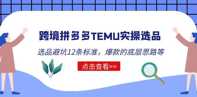 (5402期)跨境拼多多TEMU实操选品运营方法,选品避坑12条标准,爆款的底层思路等_免费分享网络创业,副业,信息差项目的老牌资源整合平台!金铲子项目
