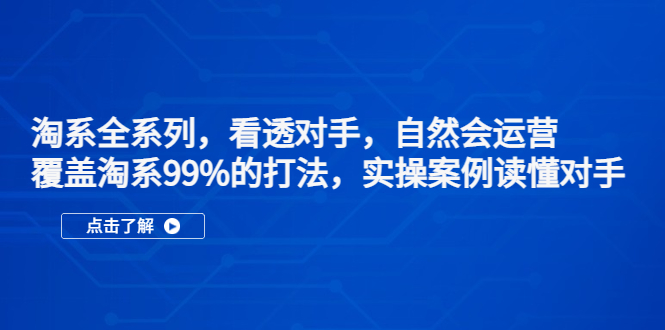 (5233期)淘系全系列,看透对手,自然会运营,覆盖淘系99%·打法,实操案例读懂对手_免费分享网络创业,副业,信息差项目的老牌资源整合平台!金铲子项目
