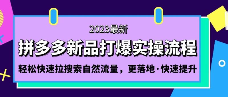 （5036期）拼多多-新品打爆实操流程：快速拉搜索自然流量，更落地·快速提升_免费分享网络创业,副业,信息差项目的老牌资源整合平台！金铲子项目