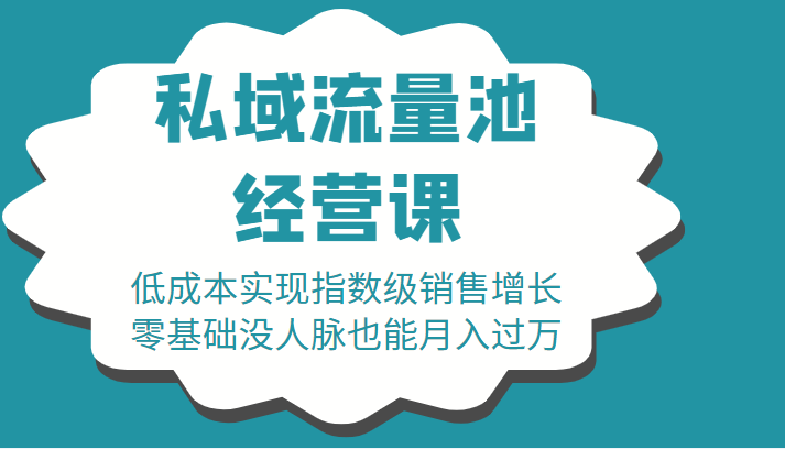 16堂私域流量池经营课:实现指数级销售增长,零基础没人脉也能_免费分享网络创业,副业,信息差项目的老牌资源整合平台!金铲子项目