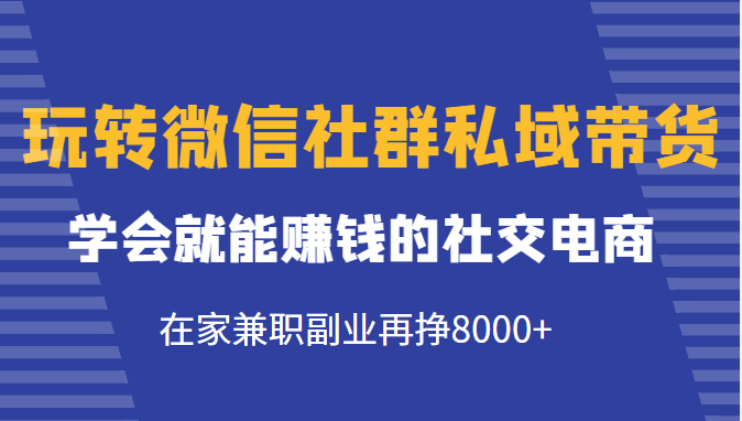 玩转微信社群私域带货,学会就能赚钱的社交电商,在家兼职副业再挣8000_免费分享网络创业,副业,信息差项目的老牌资源整合平台!金铲子项目