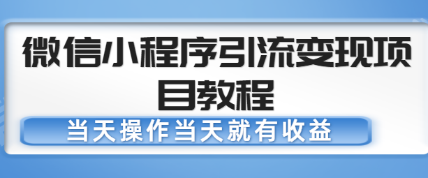 微信小程序引流项目教程，操作就有，不再是难事_免费分享网络创业,副业,信息差项目的老牌资源整合平台！金铲子项目