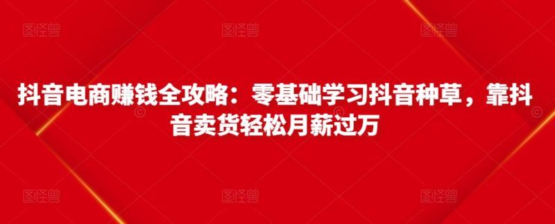 抖音电商赚钱全攻略:零基础学习抖音种草,靠抖音卖货月薪_免费分享网络创业,副业,信息差项目的老牌资源整合平台!金铲子项目