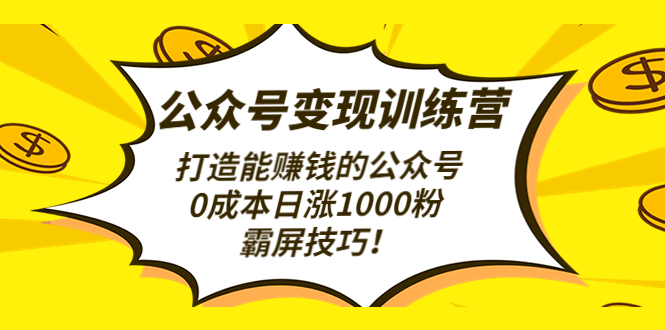 (4585期)公众号训练营(第3期)打造能赚钱的公众号,日涨1000粉,霸屏技巧_免费分享网络创业,副业,信息差项目的老牌资源整合平台!金铲子项目