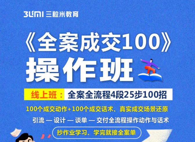 《全案成交100》全案全流程4段25步100招,操作班_免费分享网络创业,副业,信息差项目的老牌资源整合平台!金铲子项目
