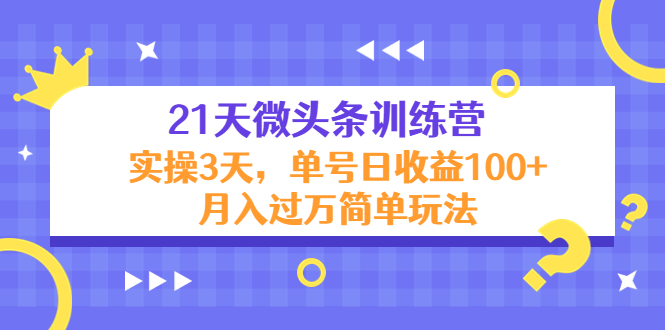（4324期）21天微头条训练营，实操3天，单号简单玩法_免费分享网络创业,副业,信息差项目的老牌资源整合平台！金铲子项目