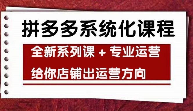 (4259期)车神陪跑,拼多多系统化课程,全新系列课专业运营给你店铺出运营方向_免费分享网络创业,副业,信息差项目的老牌资源整合平台!金铲子项目