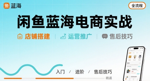 闲鱼蓝海电商实战,店铺搭建运营售后全流程_免费分享网络创业,副业,信息差项目的老牌资源整合平台!金铲子项目