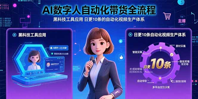 (15699期)AI数字人自动化带货全流程:黑科技工具应用日更10条的自动化视频生产体系_免费分享网络创业,副业,信息差项目的老牌资源整合平台!金铲子项目