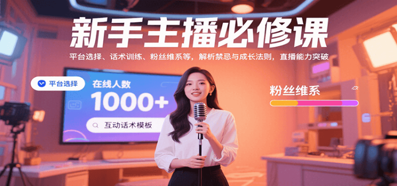 新手主播必修课:平台选择、话术训练、粉丝维系等,解析禁忌与成长法则,突破直播能力_免费分享网络创业,副业,信息差项目的老牌资源整合平台!金铲子项目