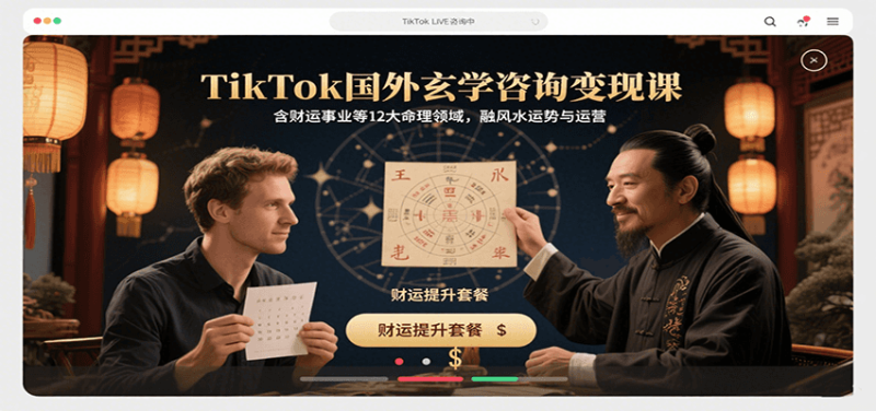 TikTok国外玄学咨询课,含财运事业等12大命理领域,融风水运势与运营_免费分享网络创业,副业,信息差项目的老牌资源整合平台!金铲子项目