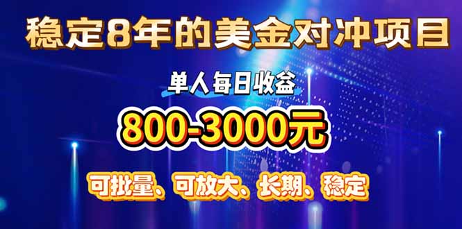 (15782期)稳定8年的美金对冲创业项目,单人每-3000,小众暴力项目_免费分享网络创业,副业,信息差项目的老牌资源整合平台!金铲子项目