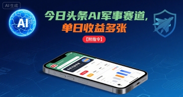 今日头条AI军事赛道,手机可做【附指令】_免费分享网络创业,副业,信息差项目的老牌资源整合平台!金铲子项目