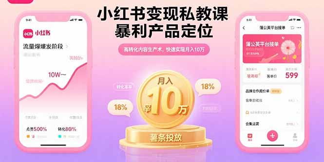(15859期)小红书私教课,暴利产品定位,高转化内容生产术,快速实现10万_免费分享网络创业,副业,信息差项目的老牌资源整合平台!金铲子项目