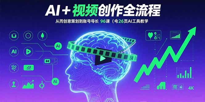 (15869期)AI短视频创作全流程:从创意策划到账号增长,96节课(含26项AI工具教学)_免费分享网络创业,副业,信息差项目的老牌资源整合平台!金铲子项目